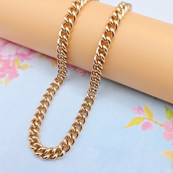 "Heavy Rose Gold Cuban Chain Necklace for Men & Women, 19.7 Inch, XPNL0083 - Picture 5 of 12